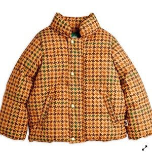 Mini Rodini Brown and Black Houndstooth Puffer Jacket
